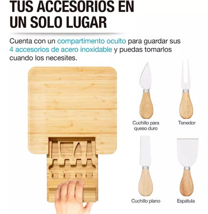 Tabla Para Quesos De Madera Bambú